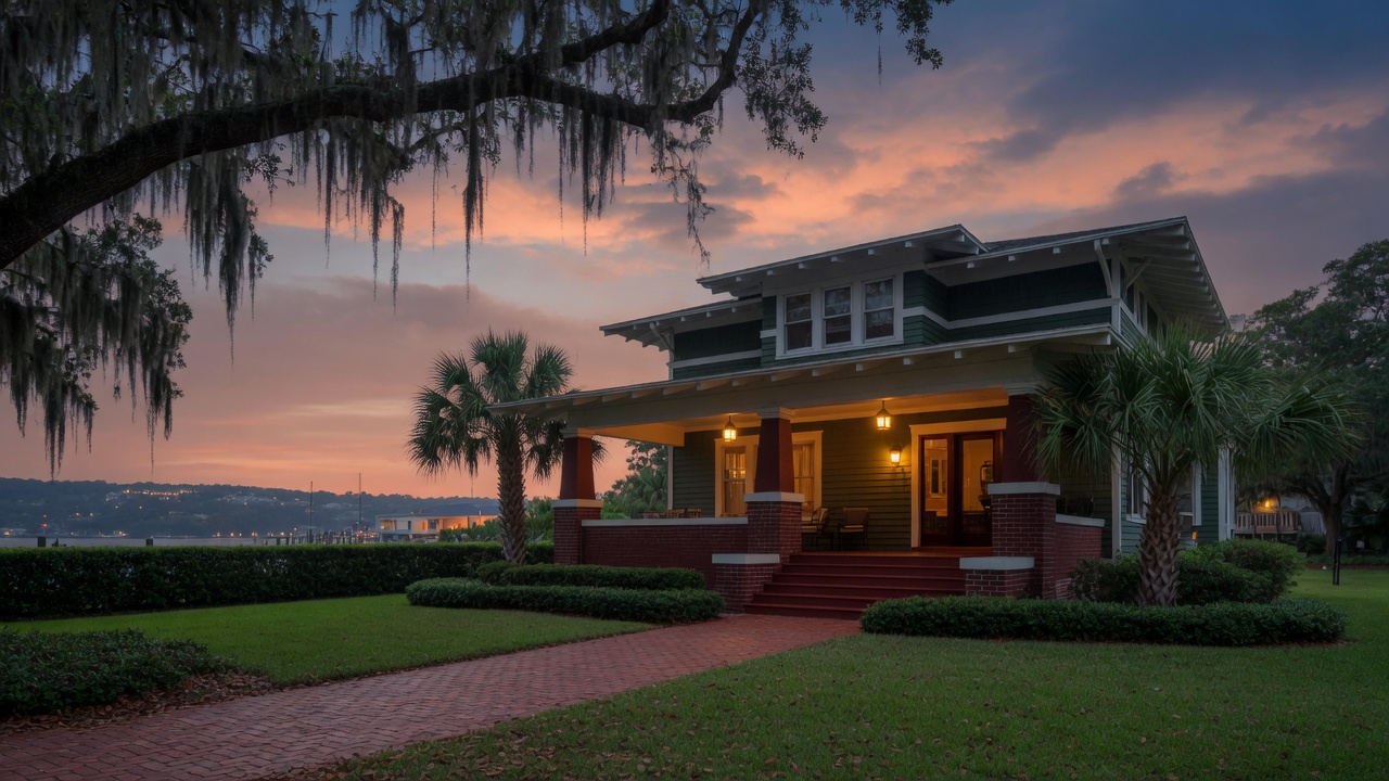 Tampa-area home at dusk